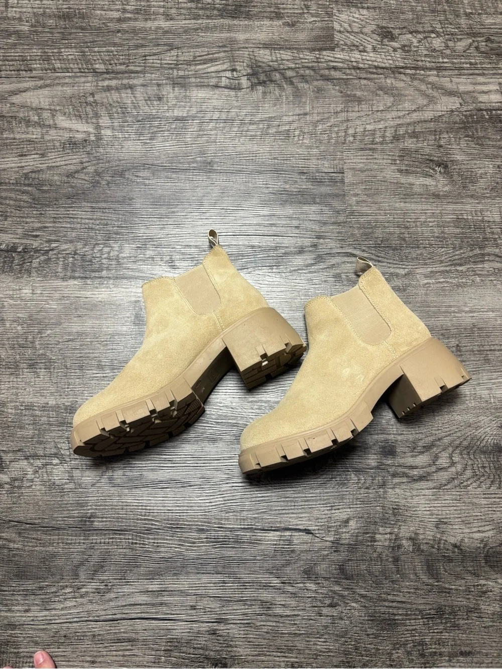 Steve Madden Light Beige Suede Chelsea Booties